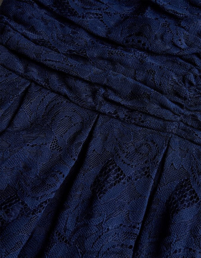 הַלבָּשָׁה Monsoon שמלת נשף קצרה עם רצועות תחרה של מאיה כחול (צי) ילדה HTJ0TZ1955