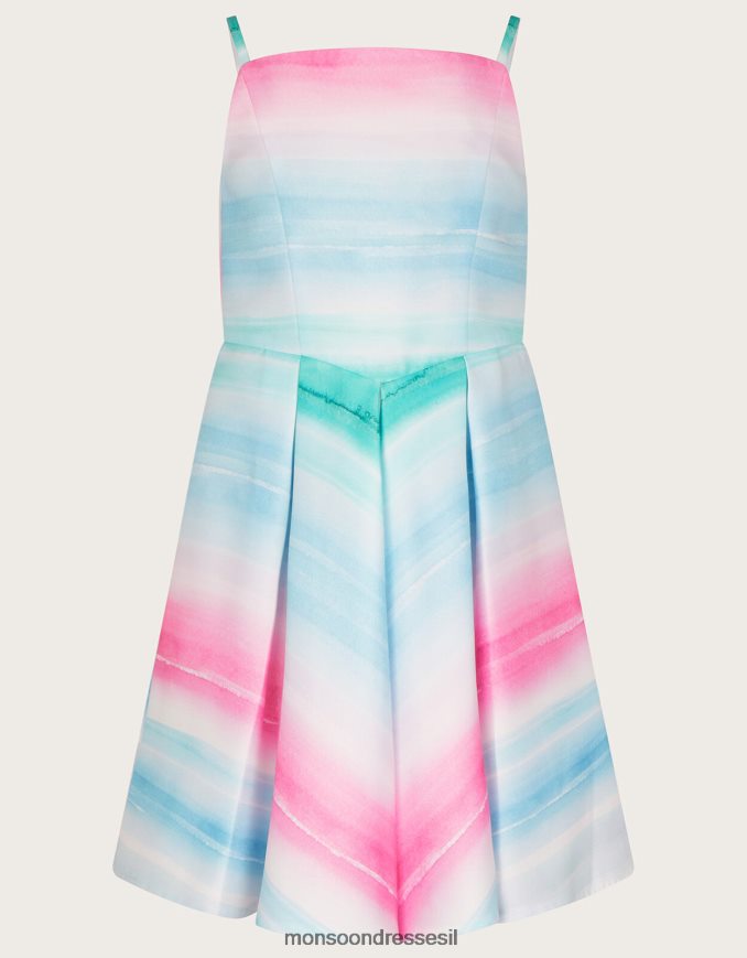 הַלבָּשָׁה Monsoon שמלת אריג דוכסית פס סנטוריני שֶׁנהָב ילדה HTJ0TZ1958