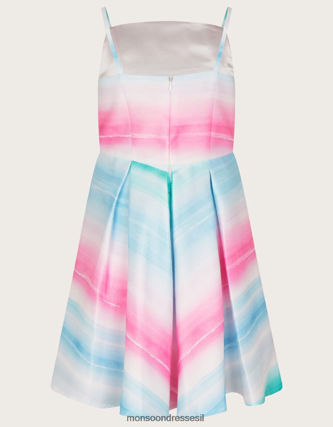 הַלבָּשָׁה Monsoon שמלת אריג דוכסית פס סנטוריני שֶׁנהָב ילדה HTJ0TZ1958