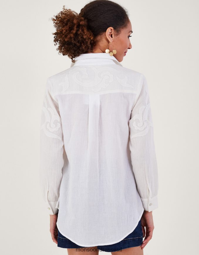 הַלבָּשָׁה Monsoon חולצה מכופתרת בפרטי אפליקציה שֶׁנהָב נשים HTJ0TZ195