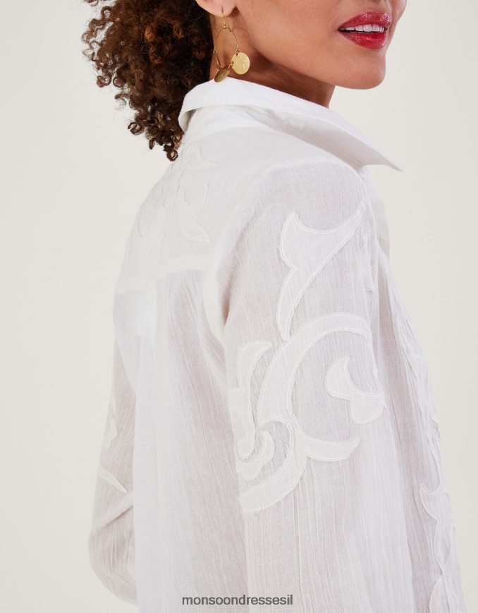 הַלבָּשָׁה Monsoon חולצה מכופתרת בפרטי אפליקציה שֶׁנהָב נשים HTJ0TZ195