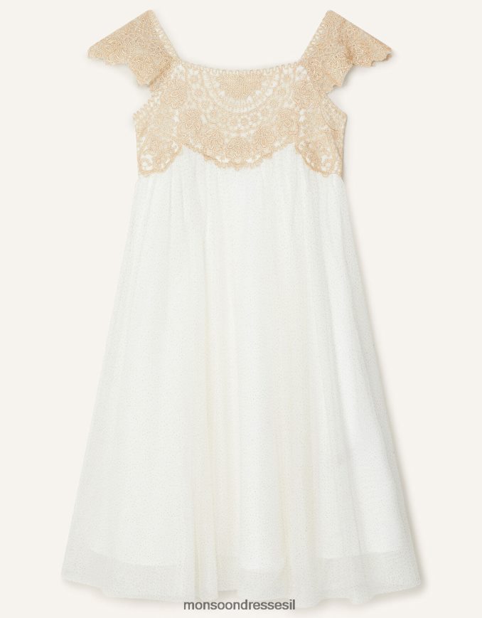 הַלבָּשָׁה Monsoon שמלה רקומה של אסטלה זהב ילדה HTJ0TZ1961