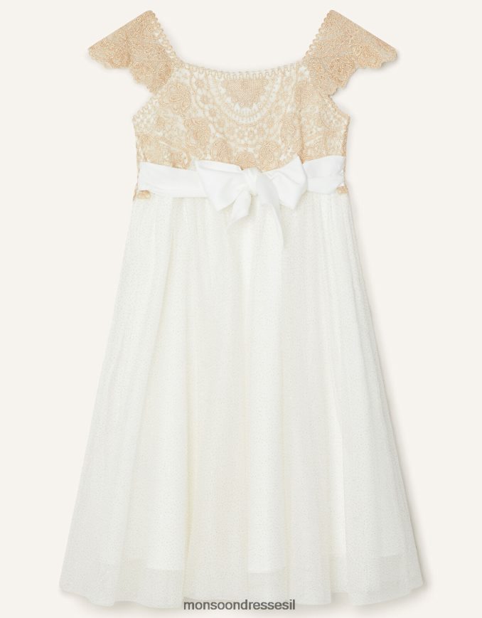 הַלבָּשָׁה Monsoon שמלה רקומה של אסטלה זהב ילדה HTJ0TZ1961