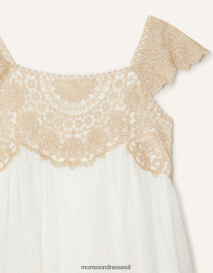 הַלבָּשָׁה Monsoon שמלה רקומה של אסטלה זהב ילדה HTJ0TZ1961