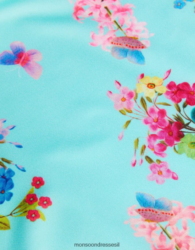 הַלבָּשָׁה Monsoon בגד ים עם סלסול פרחוני כחול (טורקיז) ילדה HTJ0TZ1964