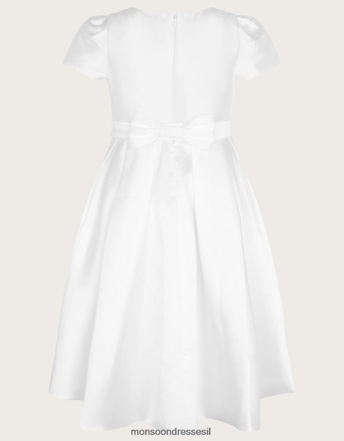 הַלבָּשָׁה Monsoon שמלת הקודש מעוטרת פנינה של הנרייטה לבן ילדה HTJ0TZ1965