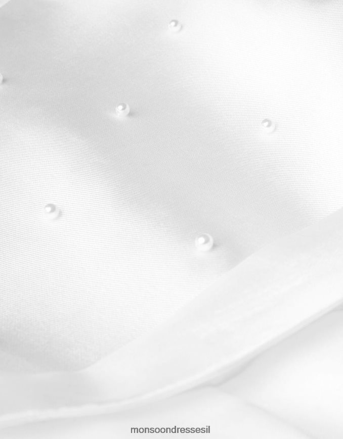 הַלבָּשָׁה Monsoon שמלת הקודש מעוטרת פנינה של הנרייטה לבן ילדה HTJ0TZ1965