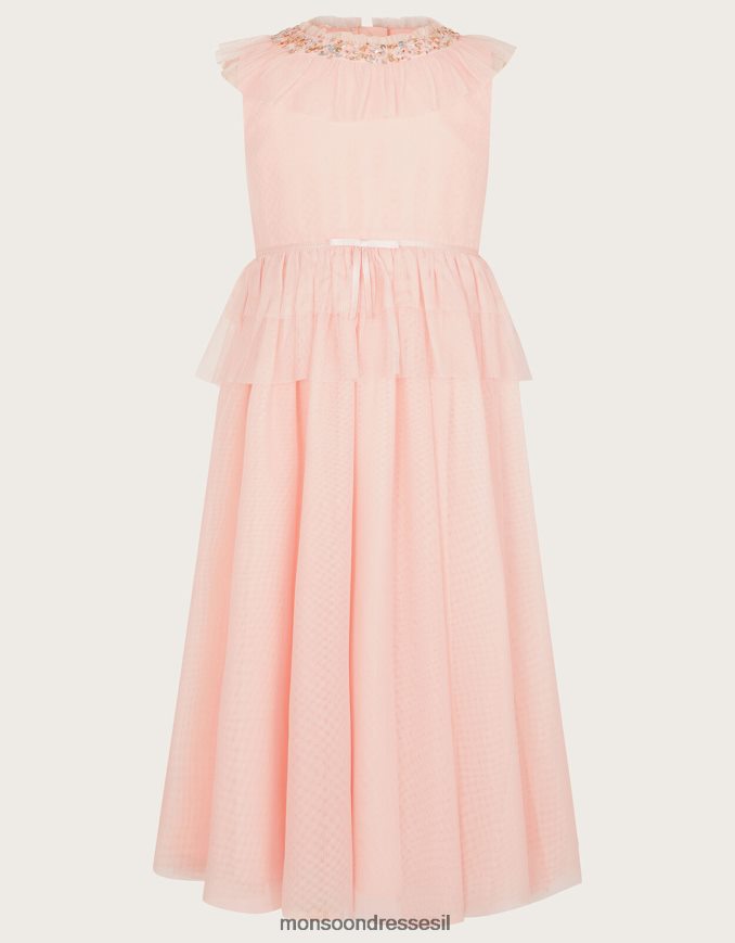 הַלבָּשָׁה Monsoon שמלת מקסי מלמלה של ארץ הפלא ורוד (ורוד חיוור) ילדה HTJ0TZ1967