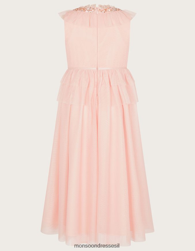 הַלבָּשָׁה Monsoon שמלת מקסי מלמלה של ארץ הפלא ורוד (ורוד חיוור) ילדה HTJ0TZ1967