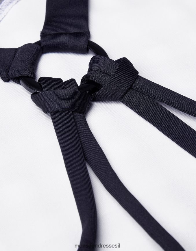 הַלבָּשָׁה Monsoon בגד ים עם רצועת ג'ינגהם שָׁחוֹר ילדה HTJ0TZ1968