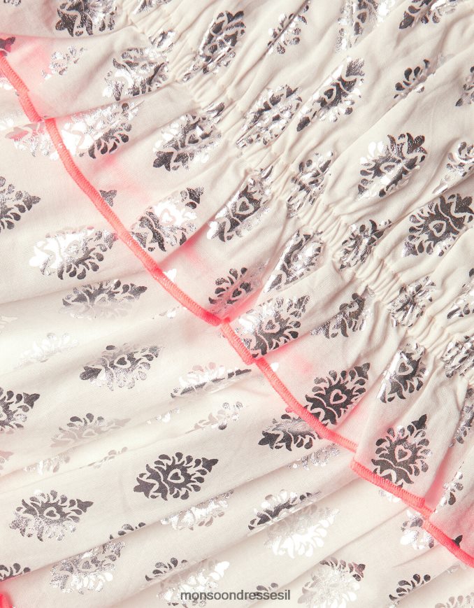 הַלבָּשָׁה Monsoon סט טופ וחצאית נייר כסף לבן ילדה HTJ0TZ1978