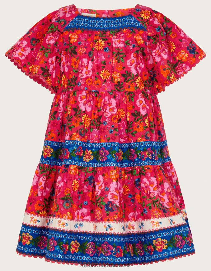 הַלבָּשָׁה Monsoon שמלה עם הדפס פרחוני מעורב אָדוֹם ילדה HTJ0TZ1979