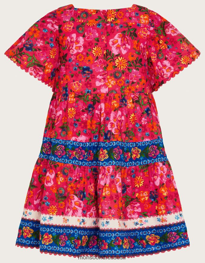 הַלבָּשָׁה Monsoon שמלה עם הדפס פרחוני מעורב אָדוֹם ילדה HTJ0TZ1979