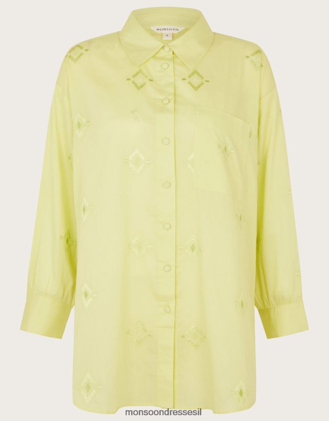 הַלבָּשָׁה Monsoon חולצת חוף אצטקי יהלום ירוק נשים HTJ0TZ197