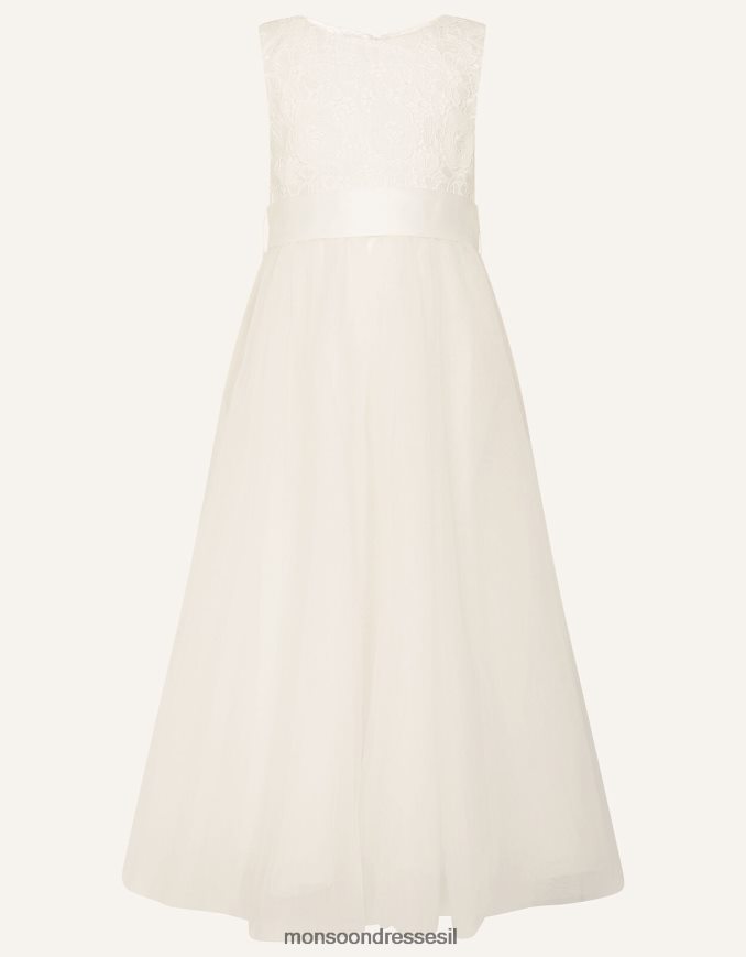 הַלבָּשָׁה Monsoon אליס תחרה מחוך טול שמלת מקסי שֶׁנהָב ילדה HTJ0TZ1981