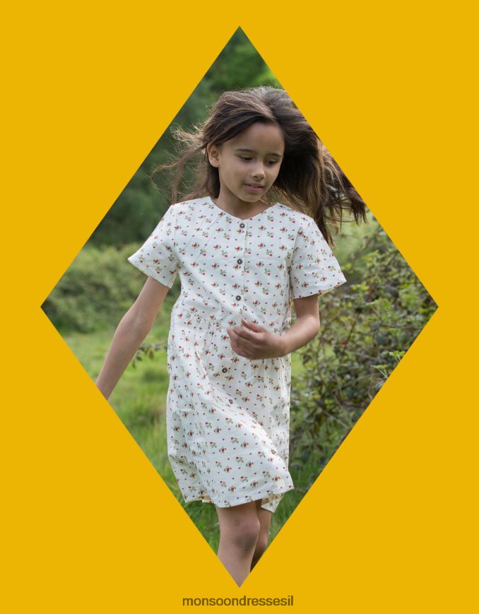 הַלבָּשָׁה Monsoon רדיקלים ירוקים קטנים כפתור פרחי אביב דרך השמלה רַב יְלָדִים HTJ0TZ1982