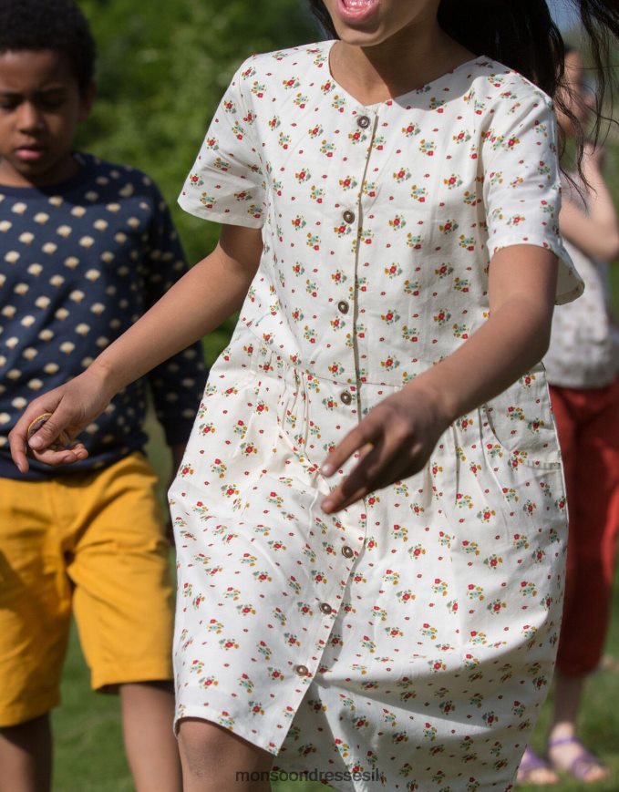 הַלבָּשָׁה Monsoon רדיקלים ירוקים קטנים כפתור פרחי אביב דרך השמלה רַב יְלָדִים HTJ0TZ1982