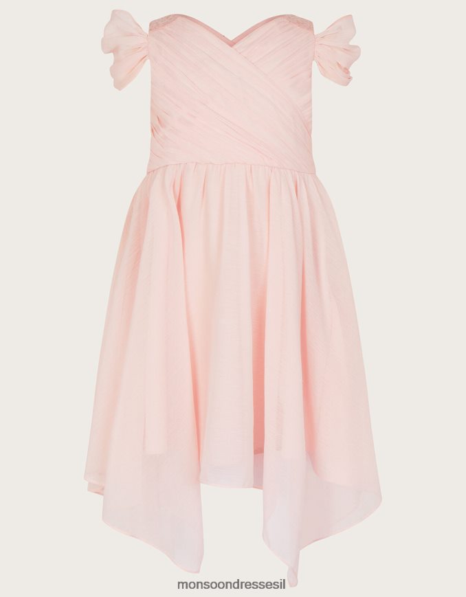 הַלבָּשָׁה Monsoon שמלת מעטפת כתף קרה בפוליאסטר ממוחזר וָרוֹד ילדה HTJ0TZ1985