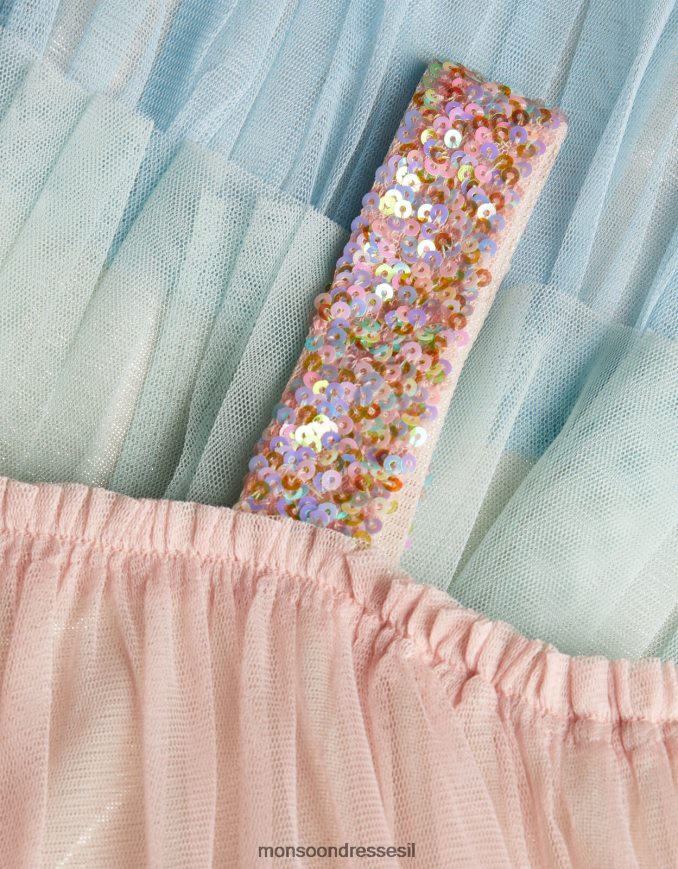 הַלבָּשָׁה Monsoon שמלת קולורבלוק דיסקו עם כתף אחת רַב ילדה HTJ0TZ1994