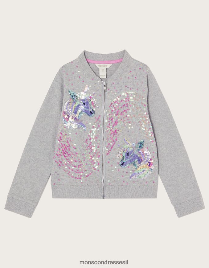 הַלבָּשָׁה Monsoon מעיל בומבר חד קרן מכותנה בת קיימא אפור יְלָדִים HTJ0TZ1995