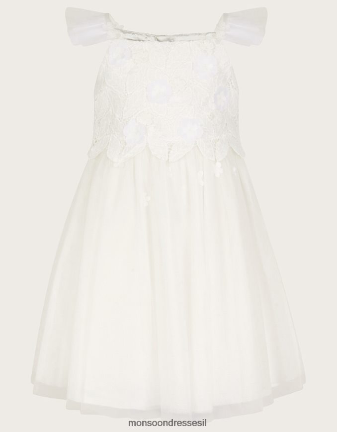 הַלבָּשָׁה Monsoon שמלת טול תחרה של אופליה שֶׁנהָב ילדה HTJ0TZ1998