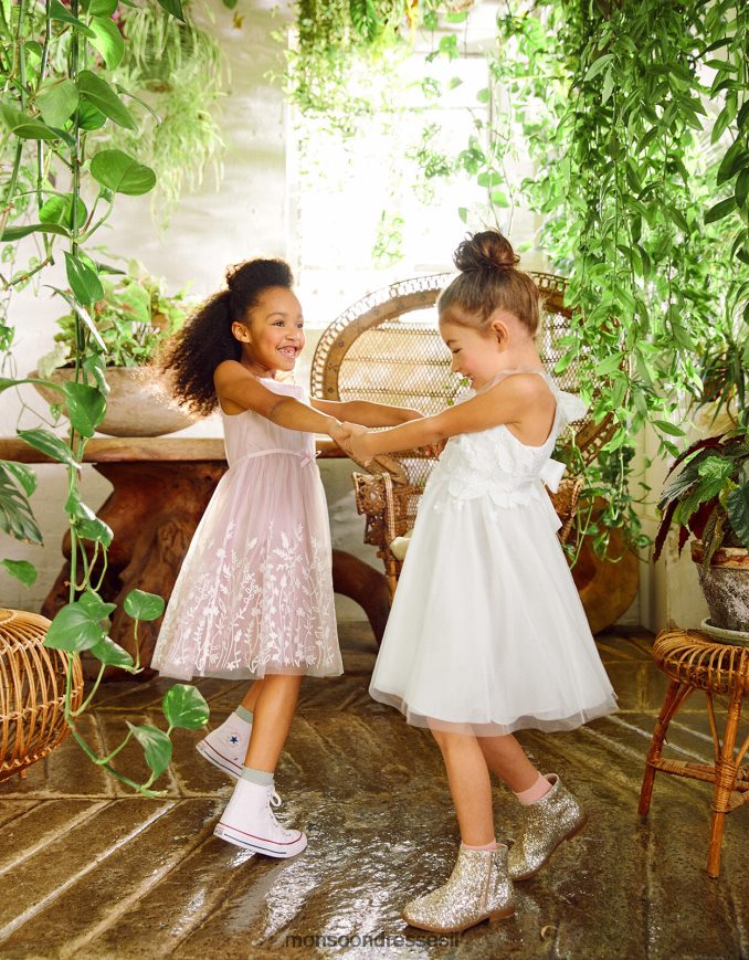 הַלבָּשָׁה Monsoon שמלת טול תחרה של אופליה שֶׁנהָב ילדה HTJ0TZ1998