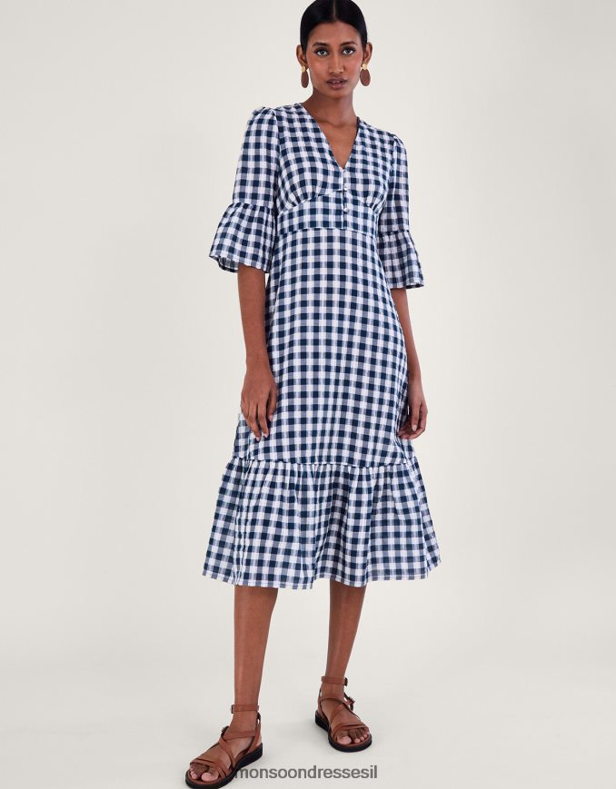 הַלבָּשָׁה Monsoon שמלת ג'ינגהם כחול (צי) נשים HTJ0TZ19