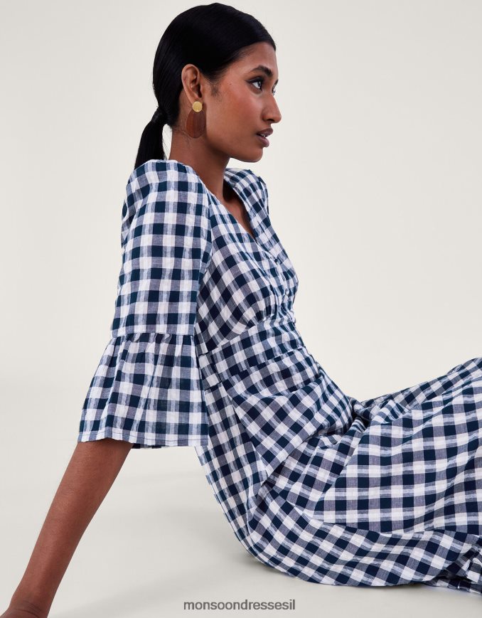 הַלבָּשָׁה Monsoon שמלת ג'ינגהם כחול (צי) נשים HTJ0TZ19