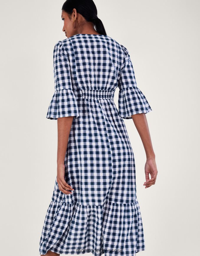 הַלבָּשָׁה Monsoon שמלת ג'ינגהם כחול (צי) נשים HTJ0TZ19