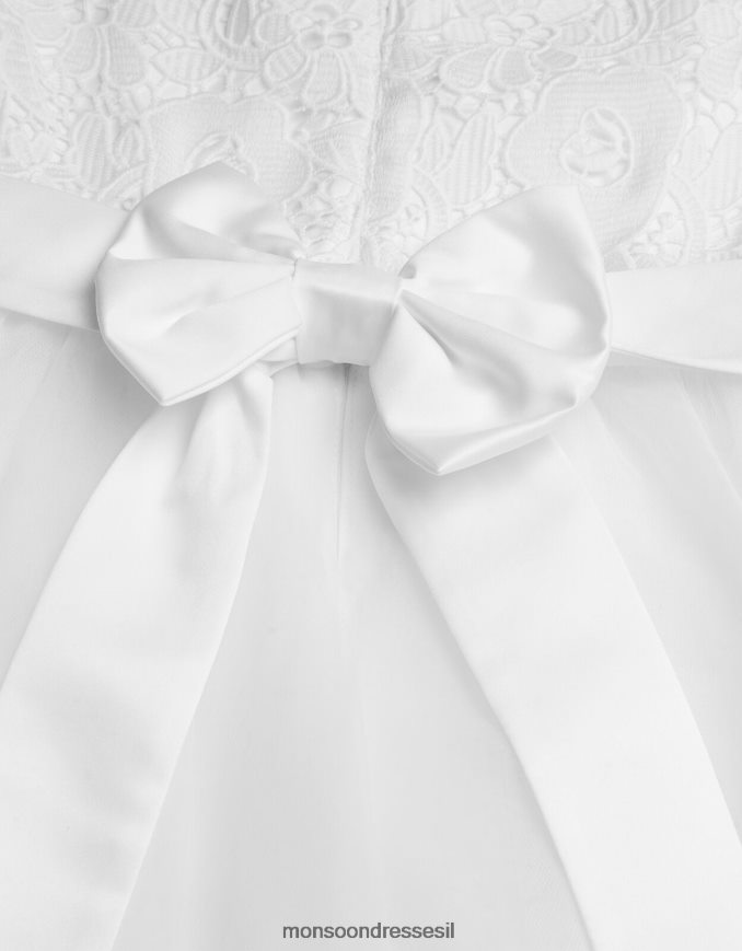 הַלבָּשָׁה Monsoon אליס תחרה טול שמלת מקסי קומיוניון לבן ילדה HTJ0TZ2001