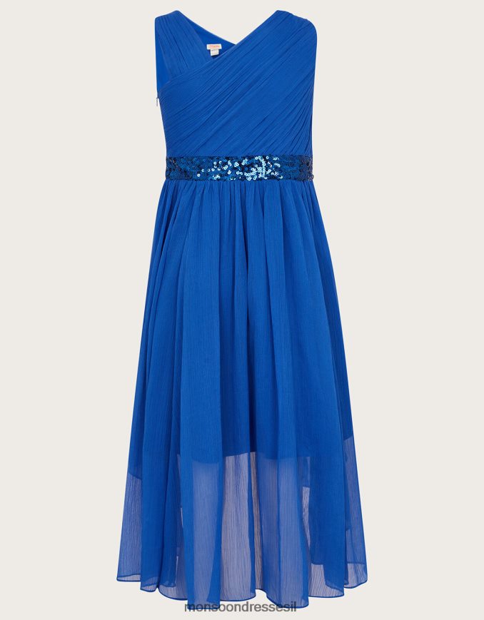 הַלבָּשָׁה Monsoon שמלת נשף עם כתף אחת של אביגיל כְּחוֹל ילדה HTJ0TZ2002