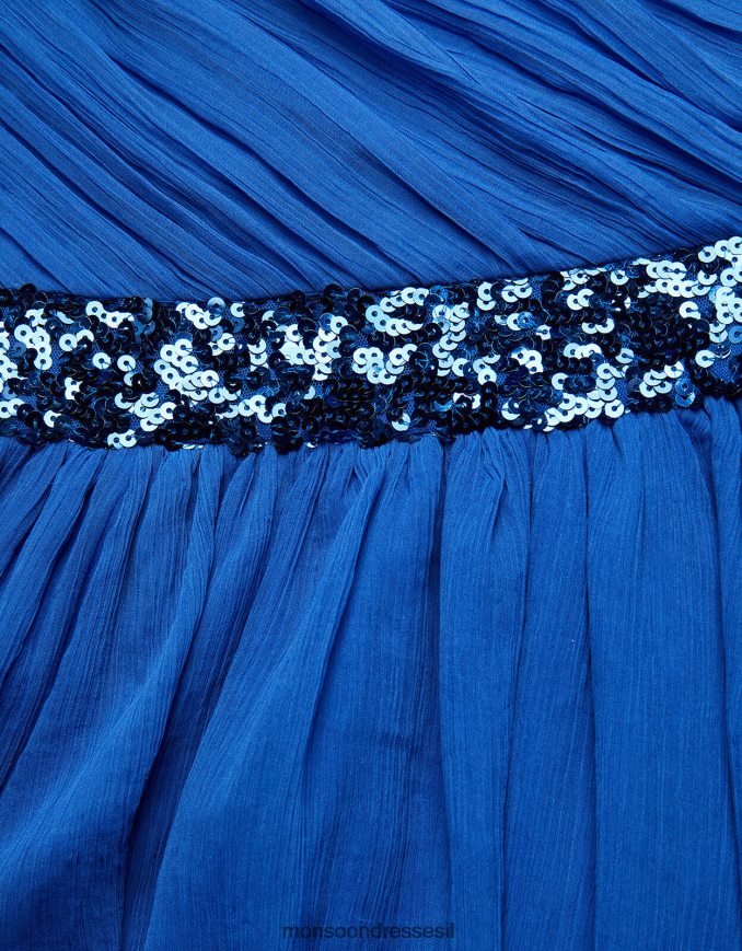 הַלבָּשָׁה Monsoon שמלת נשף עם כתף אחת של אביגיל כְּחוֹל ילדה HTJ0TZ2002