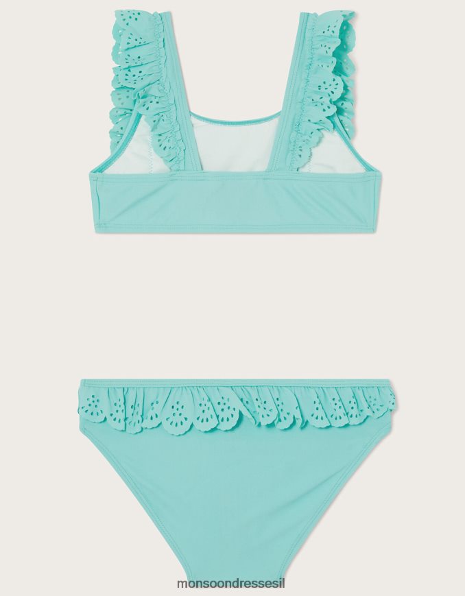 הַלבָּשָׁה Monsoon סט ביקיני סלסולים בחיתוך לייזר כחול (טורקיז) ילדה HTJ0TZ2006