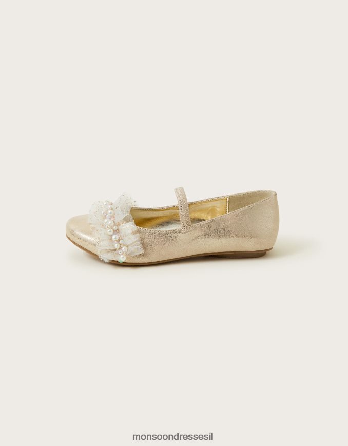 הַנעָלָה Monsoon ארץ הפלא דירות בלרינה עם חרוזים זהב ילדה HTJ0TZ2008