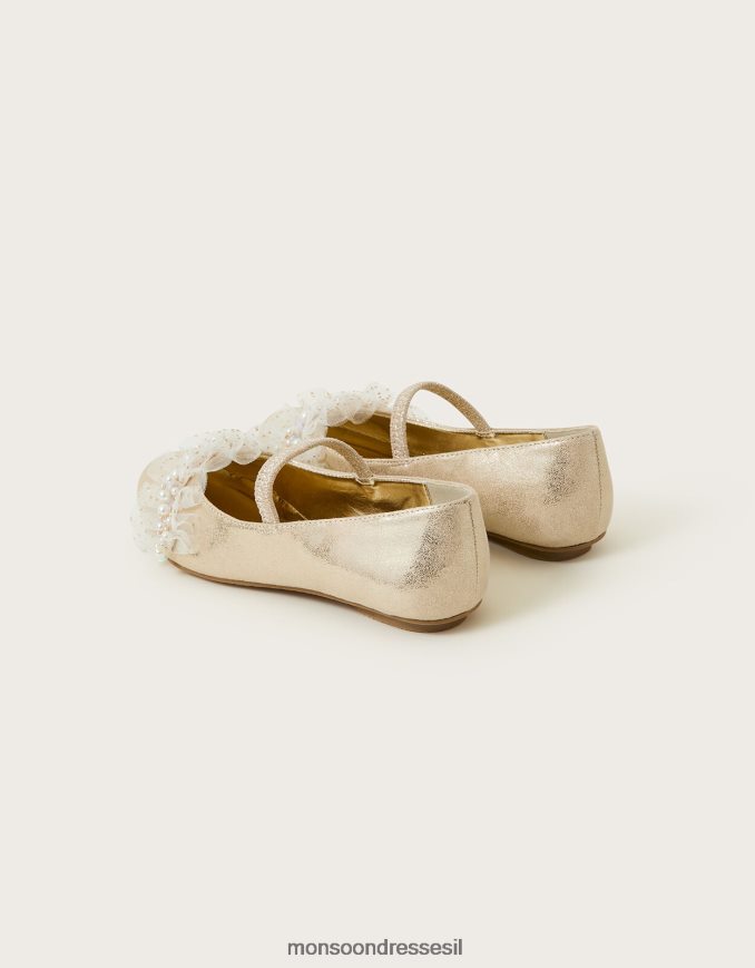 הַנעָלָה Monsoon ארץ הפלא דירות בלרינה עם חרוזים זהב ילדה HTJ0TZ2008