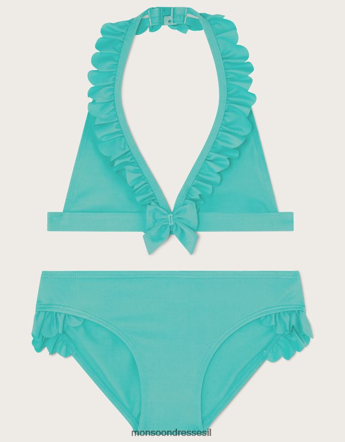 הַלבָּשָׁה Monsoon סט עיטורי סלסול ביקיני משולש ירוק ילדה HTJ0TZ2018