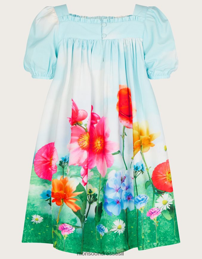 הַלבָּשָׁה Monsoon שמלת אחו פרחונית כְּחוֹל ילדה HTJ0TZ2021