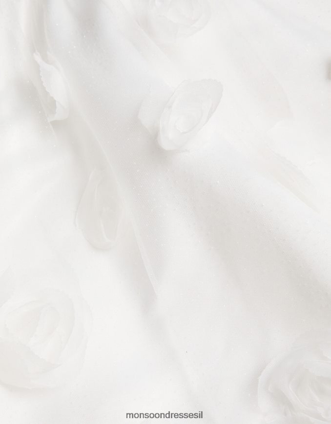 הַלבָּשָׁה Monsoon שמלת ורדים תלת מימדית תחרה מרגוט שֶׁנהָב ילדה HTJ0TZ2023