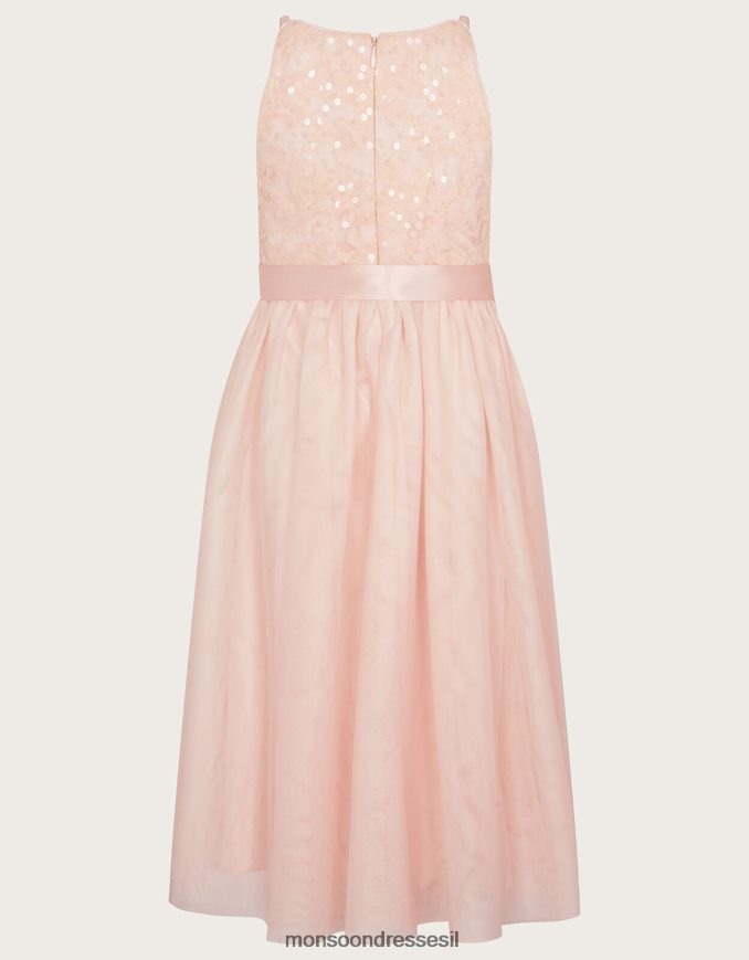 הַלבָּשָׁה Monsoon שמלת מקסי עם פאייטים תחרה וָרוֹד ילדה HTJ0TZ2027