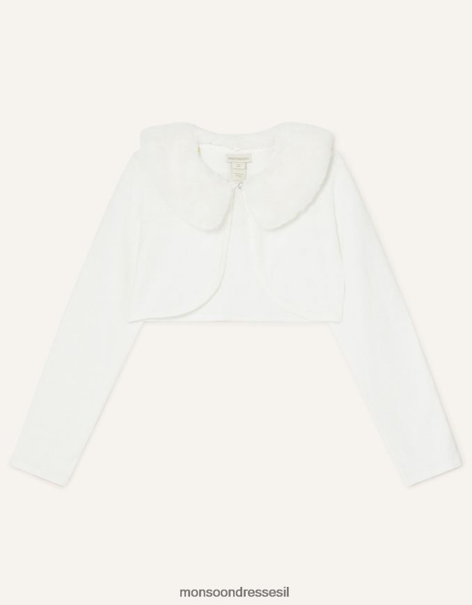 הַלבָּשָׁה Monsoon קרדיגן צווארון פרווה מלאכותי רך במיוחד שֶׁנהָב ילדה HTJ0TZ2028