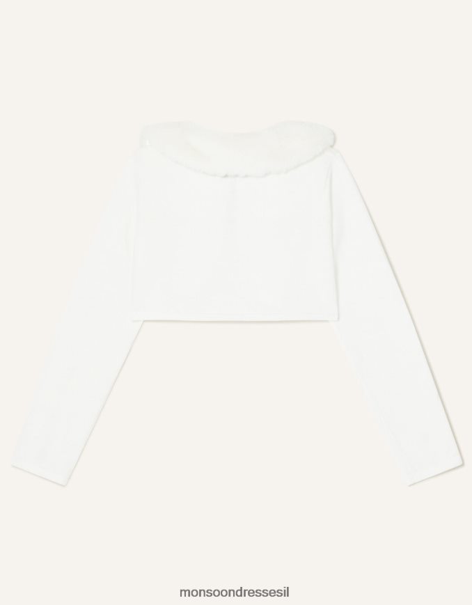 הַלבָּשָׁה Monsoon קרדיגן צווארון פרווה מלאכותי רך במיוחד שֶׁנהָב ילדה HTJ0TZ2028