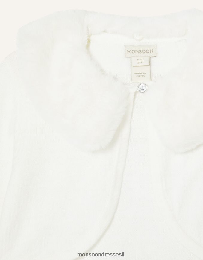 הַלבָּשָׁה Monsoon קרדיגן צווארון פרווה מלאכותי רך במיוחד שֶׁנהָב ילדה HTJ0TZ2028