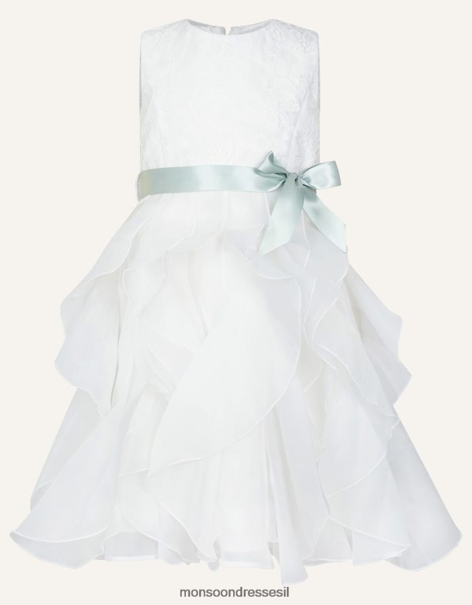 הַלבָּשָׁה Monsoon שמלת מלמלה תחרה שֶׁנהָב ילדה HTJ0TZ2036