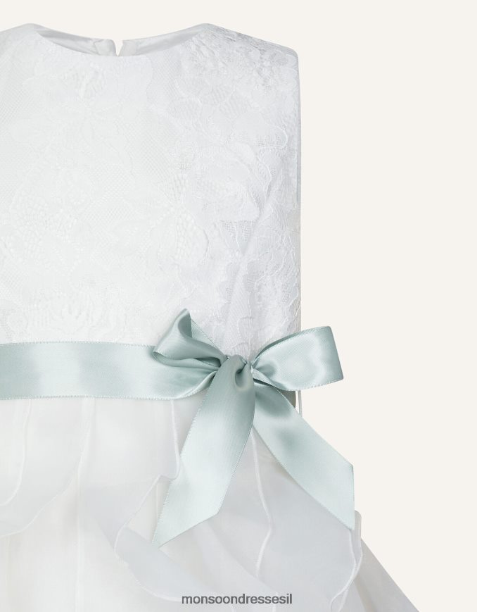 הַלבָּשָׁה Monsoon שמלת מלמלה תחרה שֶׁנהָב ילדה HTJ0TZ2036