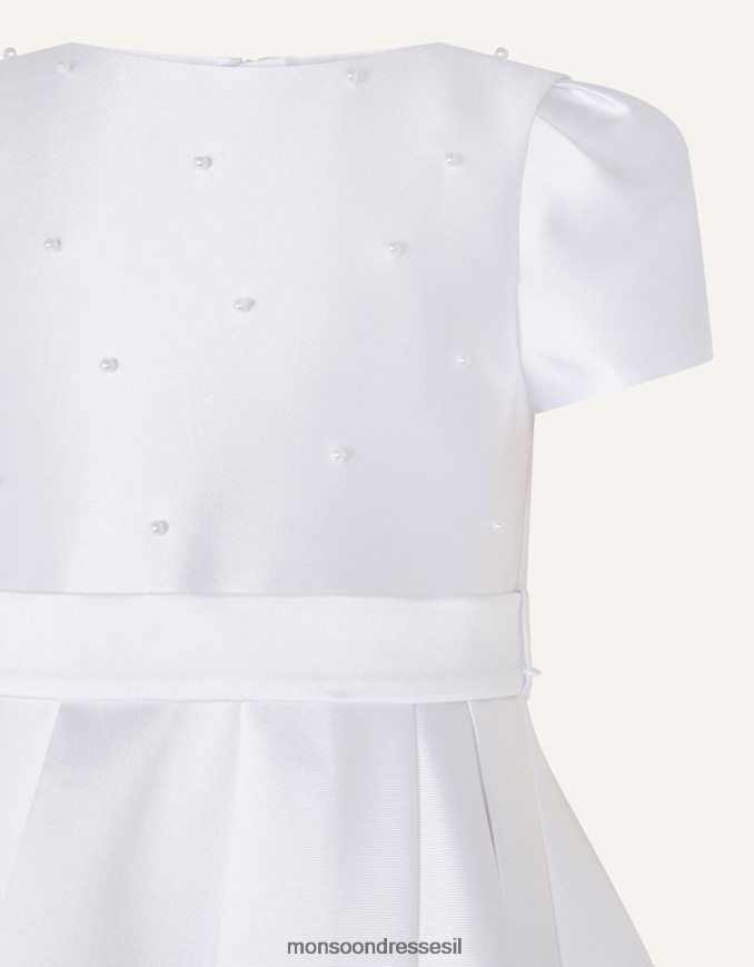 הַלבָּשָׁה Monsoon שמלת הקודש של הנרייטה לבן ילדה HTJ0TZ2039