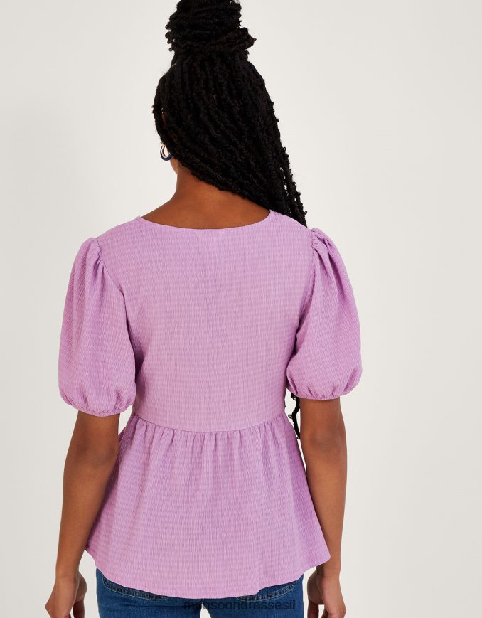 הַלבָּשָׁה Monsoon טופ ג'רסי קדמי סגול (לילך) נשים HTJ0TZ203