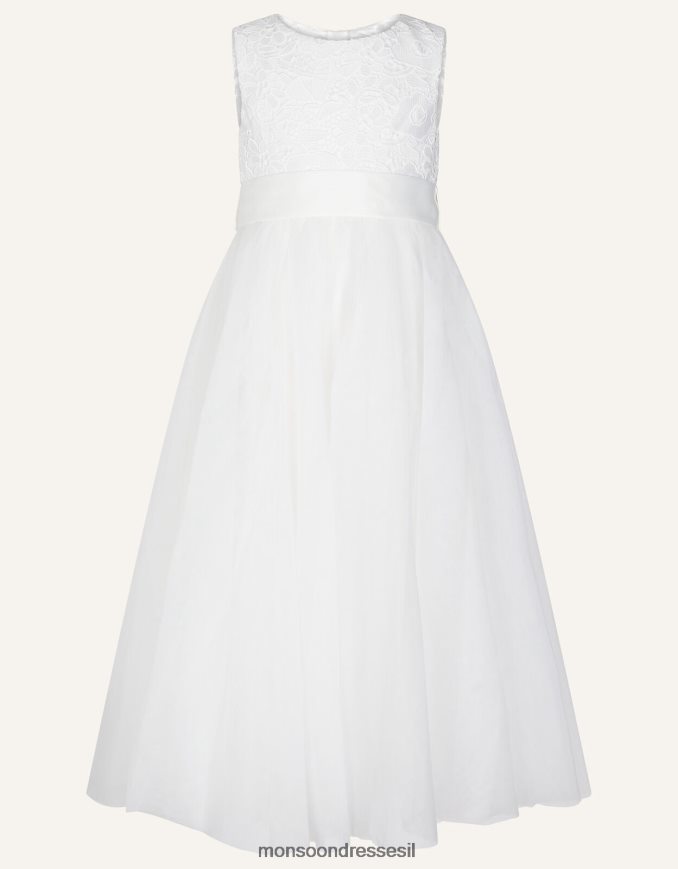 הַלבָּשָׁה Monsoon אליס תחרה מחוך טול שמלת מקסי שֶׁנהָב ילדה HTJ0TZ2043