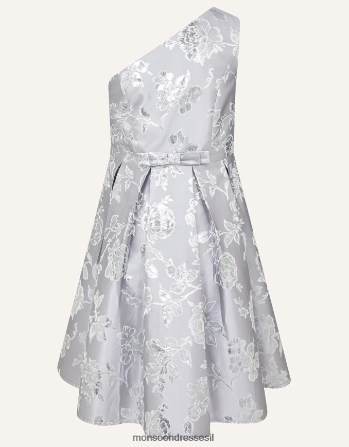 הַלבָּשָׁה Monsoon שמלת נשף פרחונית עם כתף אחת כסף ילדה HTJ0TZ2044