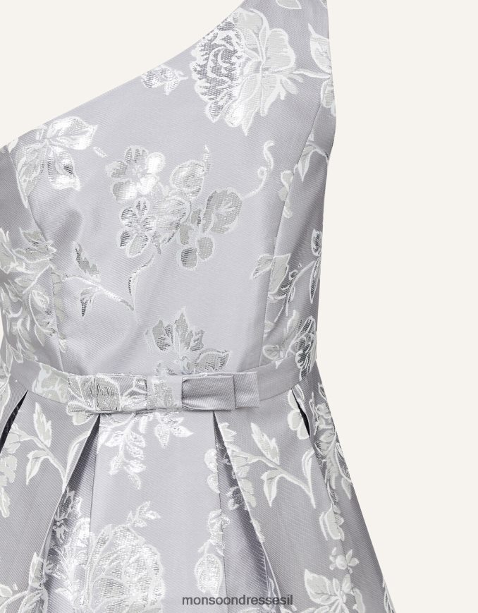 הַלבָּשָׁה Monsoon שמלת נשף פרחונית עם כתף אחת כסף ילדה HTJ0TZ2044