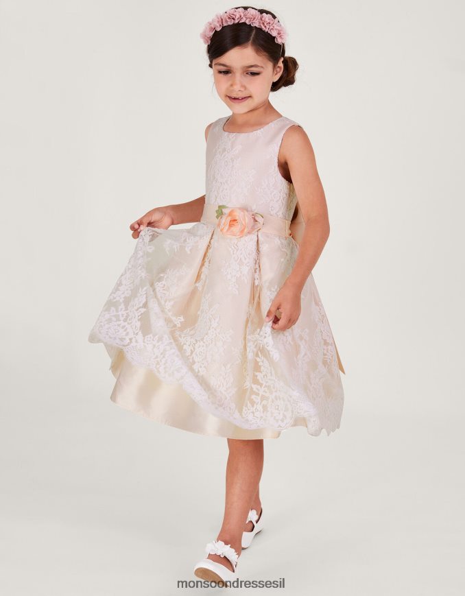 הַלבָּשָׁה Monsoon שמלת תחרה לולה וָרוֹד ילדה HTJ0TZ2046